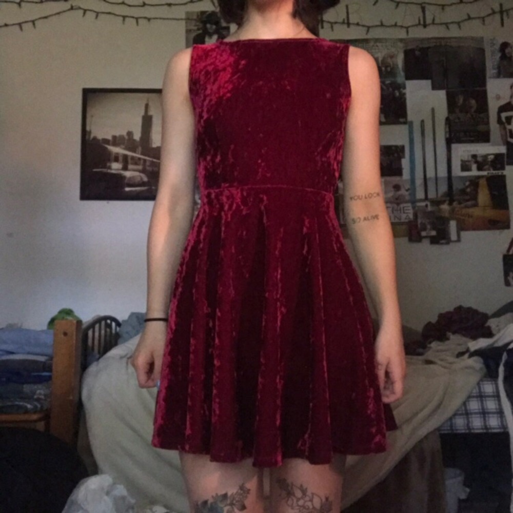 forever 21 red velvet dress